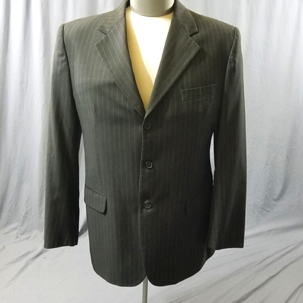 Guiseppe Zanotti Italian mens suit jacket black pinstripe sz 52 dress jacket